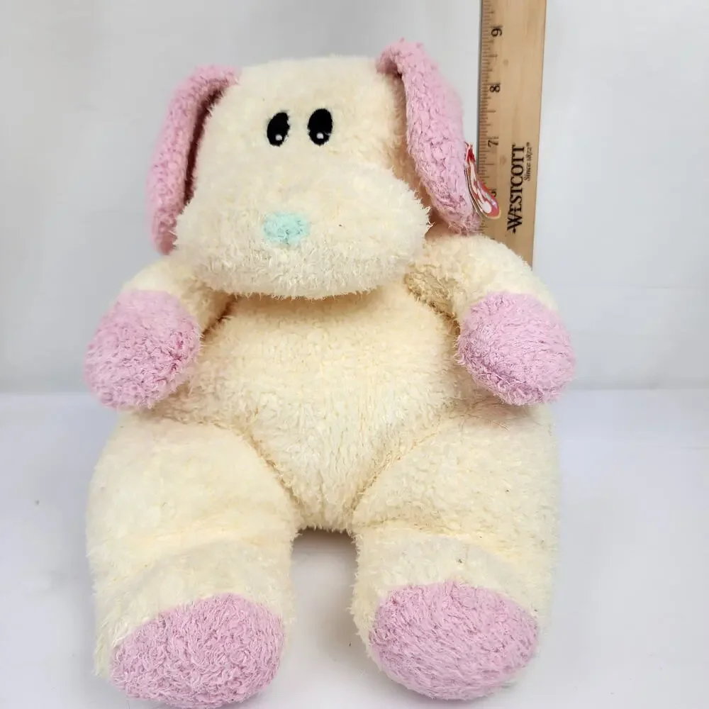 Ty Pillow Pals Dogbaby Yellow Pink Plush 2000 Baby Collection w/ Tags & Rattle